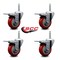 Service Caster 4 Inch Red Polyurethane Swivel 58 Inch Threaded Stem Caster Set with Total Lock Brake SCC-TSTTL20S414-PPUB-RED-58212-4 - alternate 2